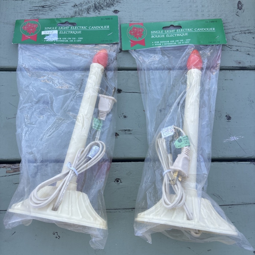 2 Vintage 10" Single Electric Christmas Window Candles Candelabras Drip NOS